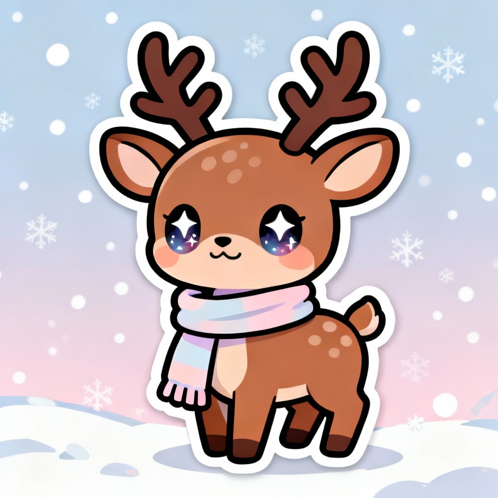 AI kawaii reindeer Christmas character