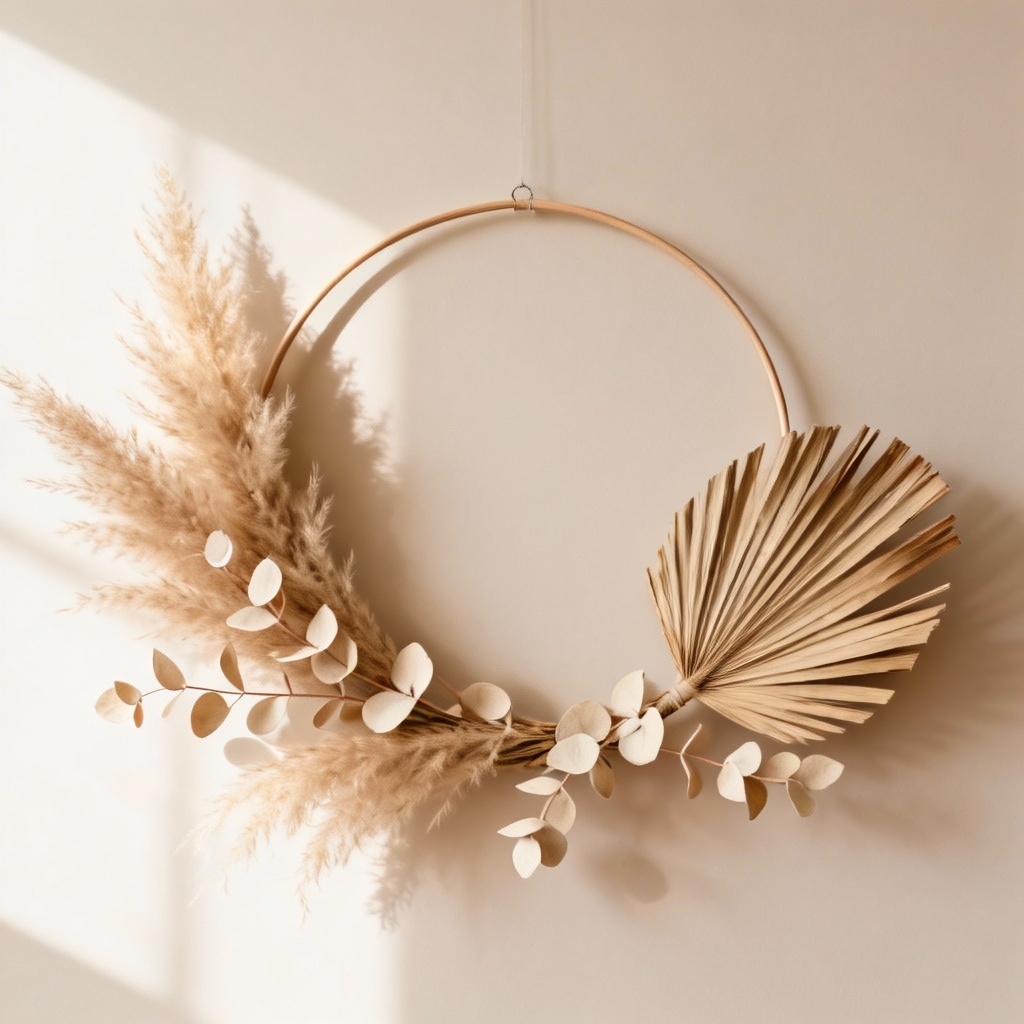 AI boho pampas grass hoop wreath