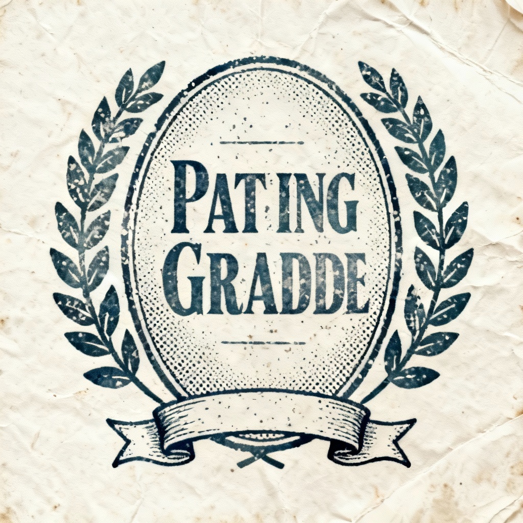 Retro stamp emblem badge with laurel and ribbon