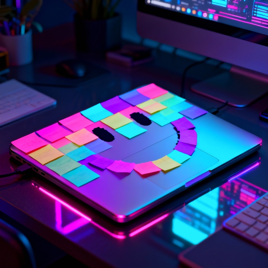 AI Sticky Note Prank Illustration