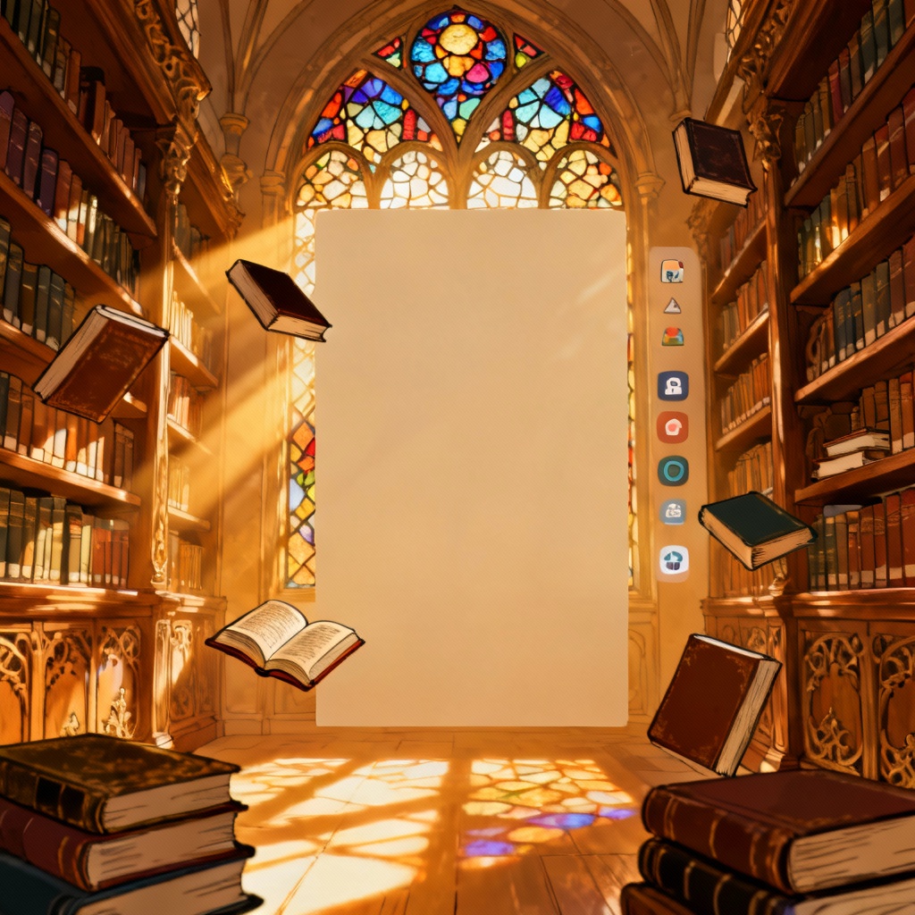 AI Fantasy Anime Library 4K Wallpaper