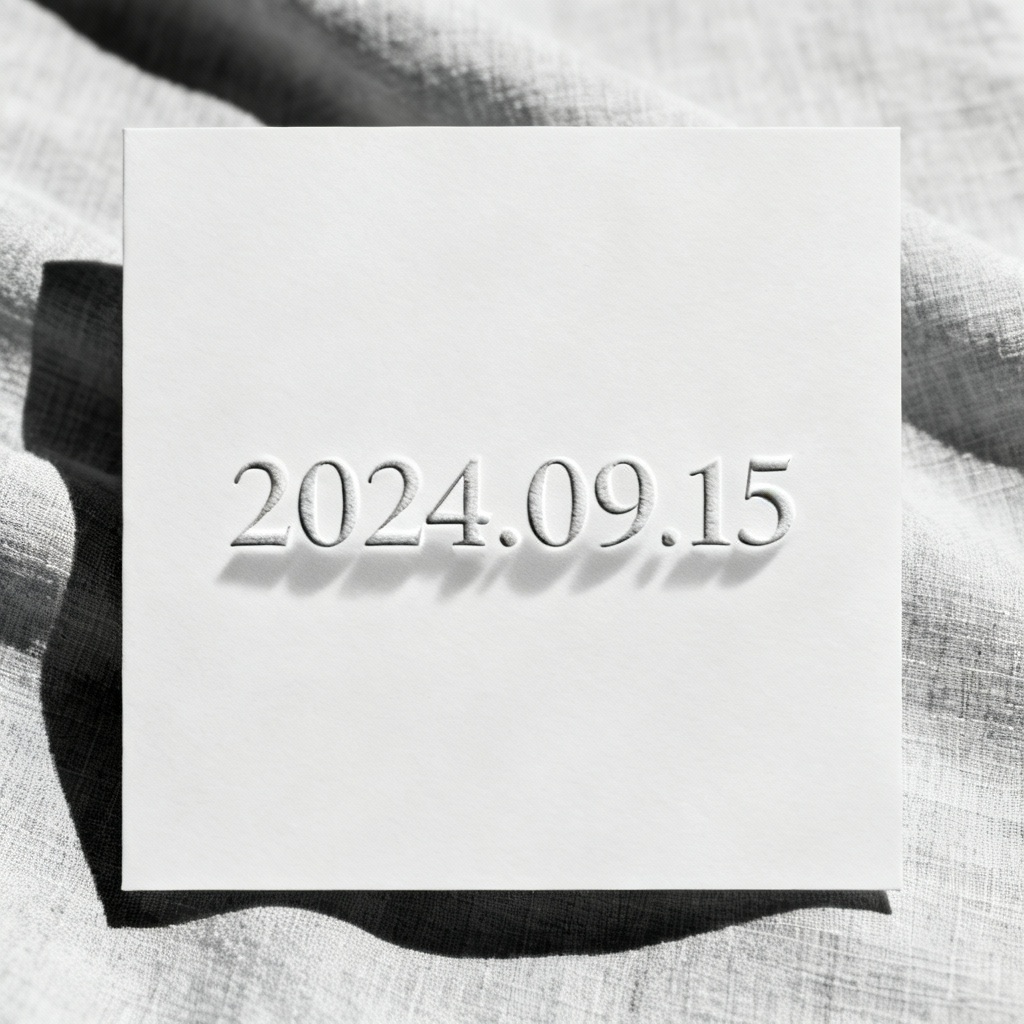 AI minimalist save the date card with letterpress texture