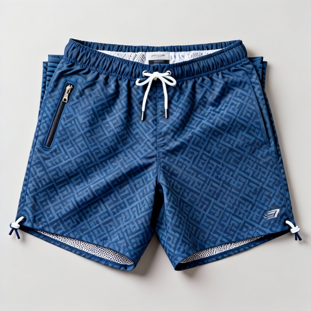 AI men’s quick-dry swim trunks with micro geo print