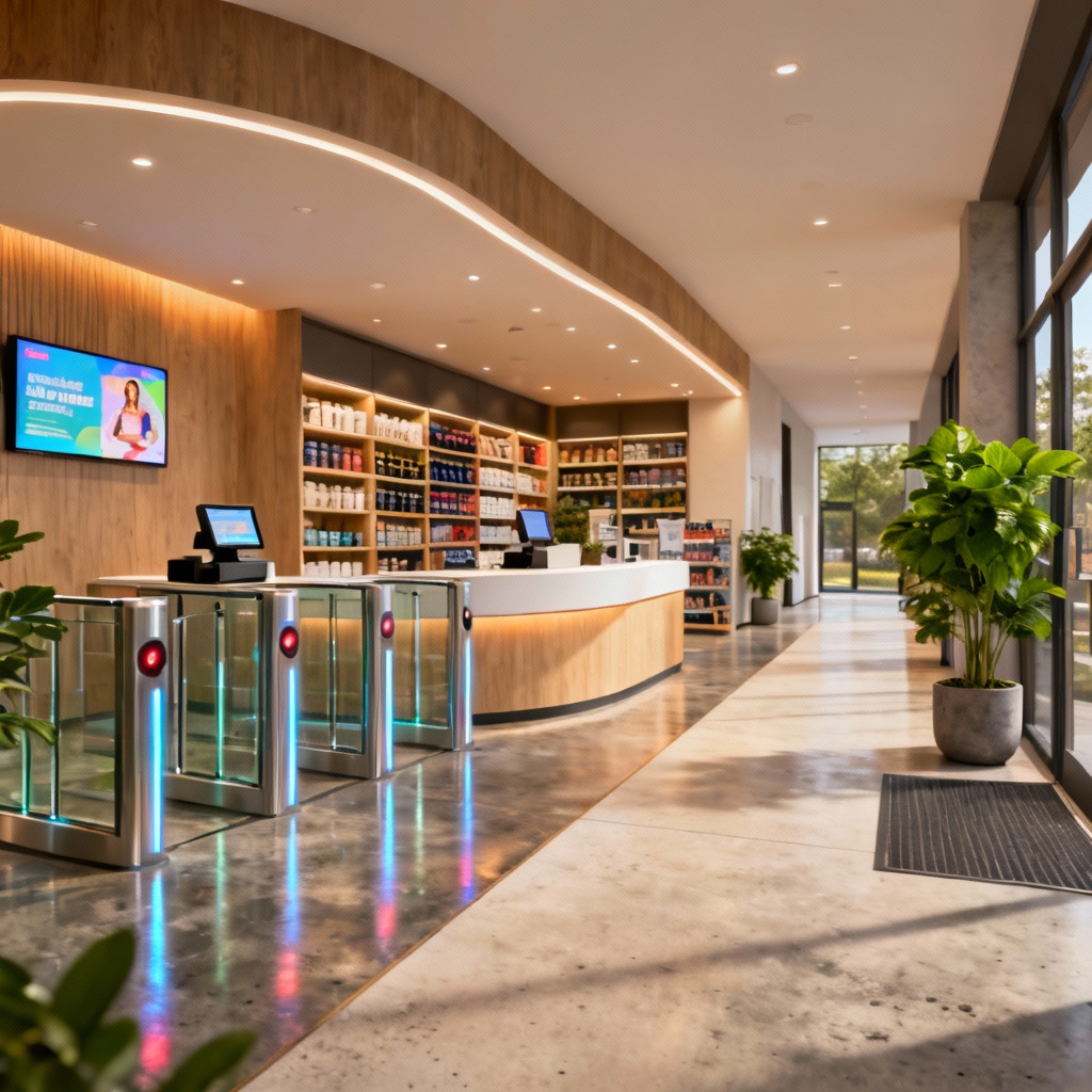 Gym reception and retail entrance visualization