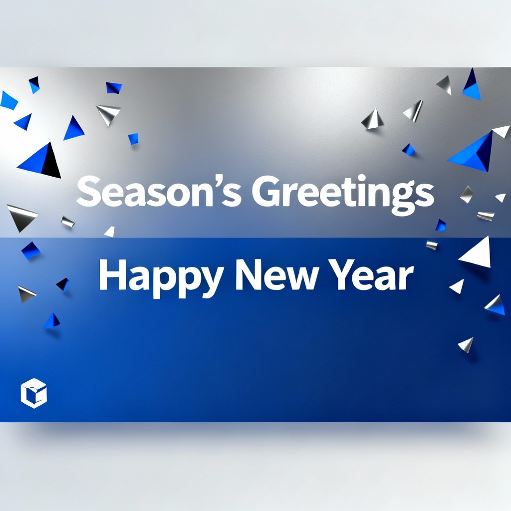Professional New Year email banner in blue and silver