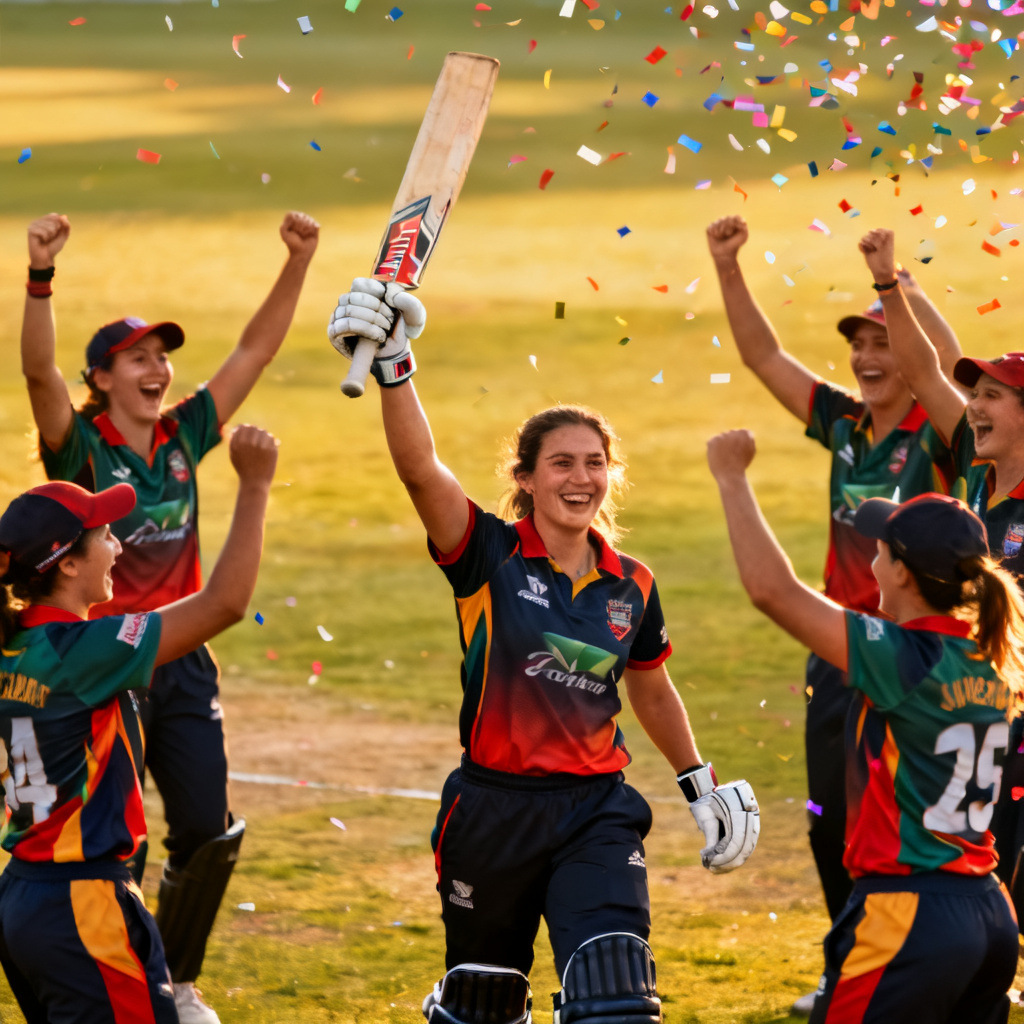 AI women’s cricket victory moment realistic photo