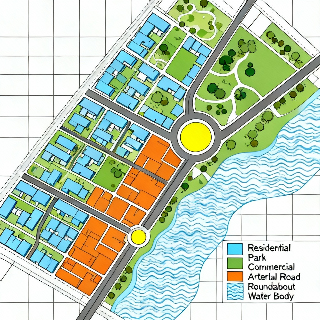 AI urban land use map with zones