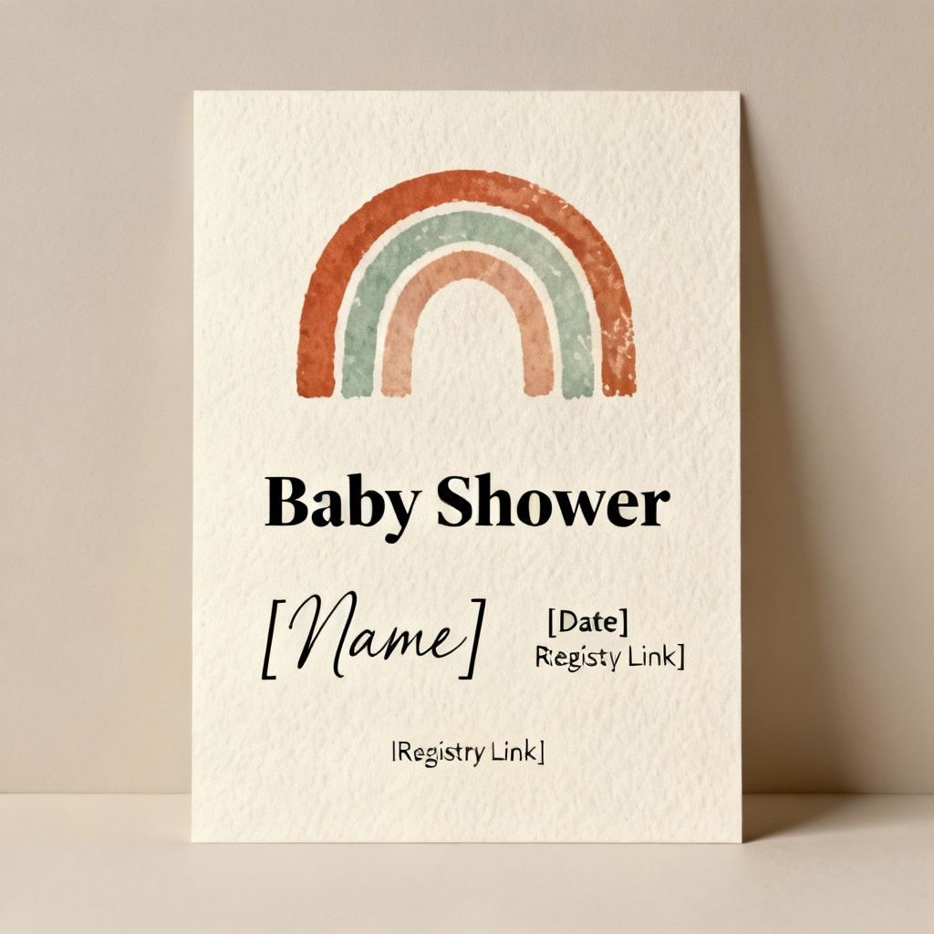 Boho rainbow gender neutral baby shower invitation