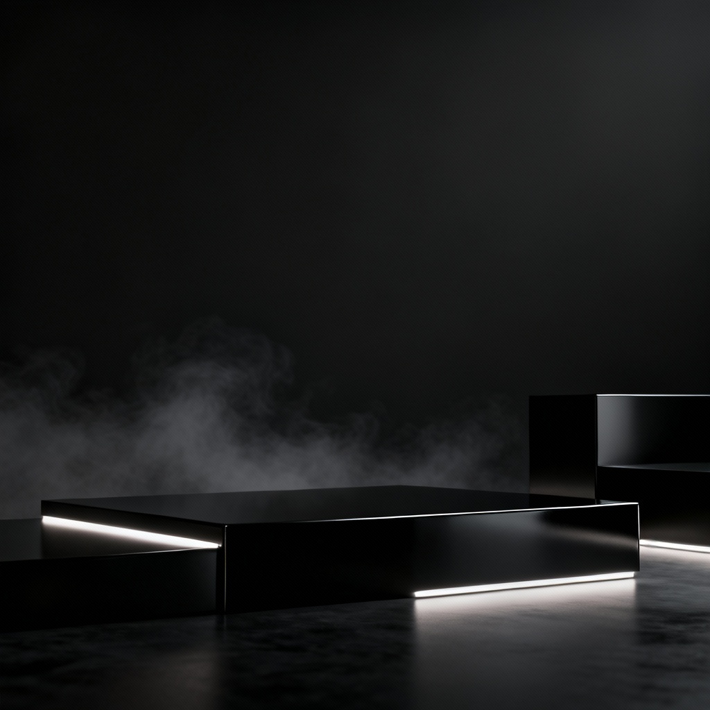 AI black generator hero image with matte and glossy black shapes