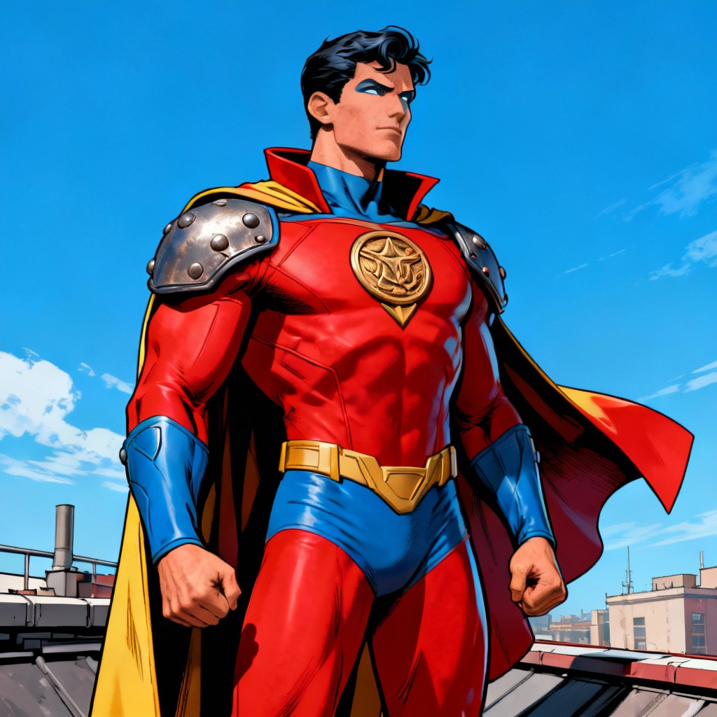 AI superhero bodysuit with chest emblem
