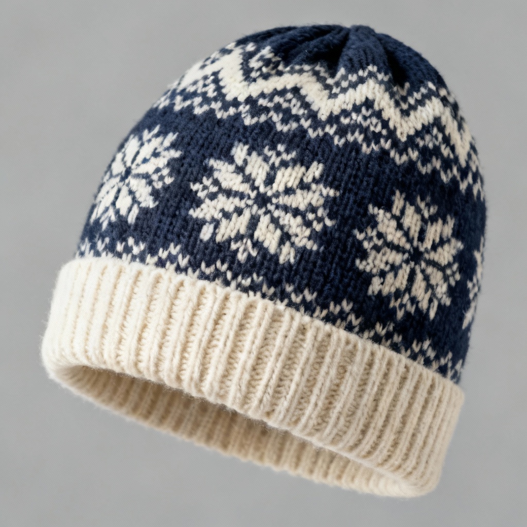 AI Fair Isle knitted beanie mockup