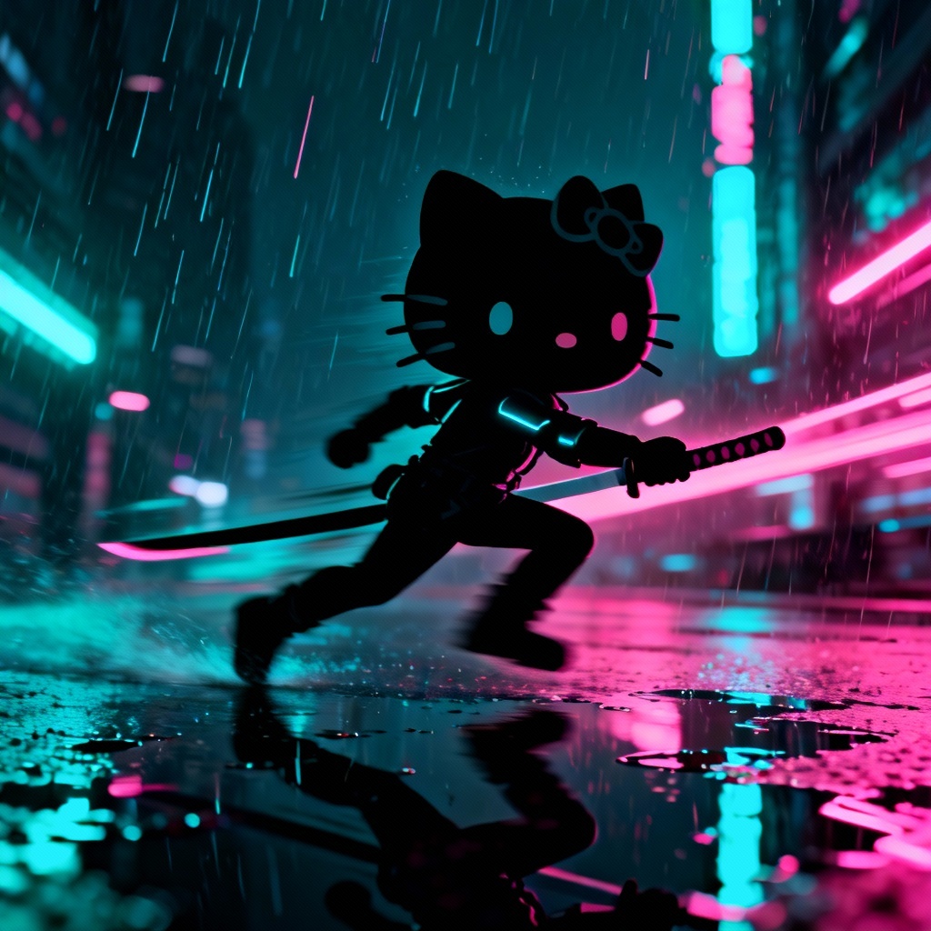 AI cyberpunk dark Hello Kitty art