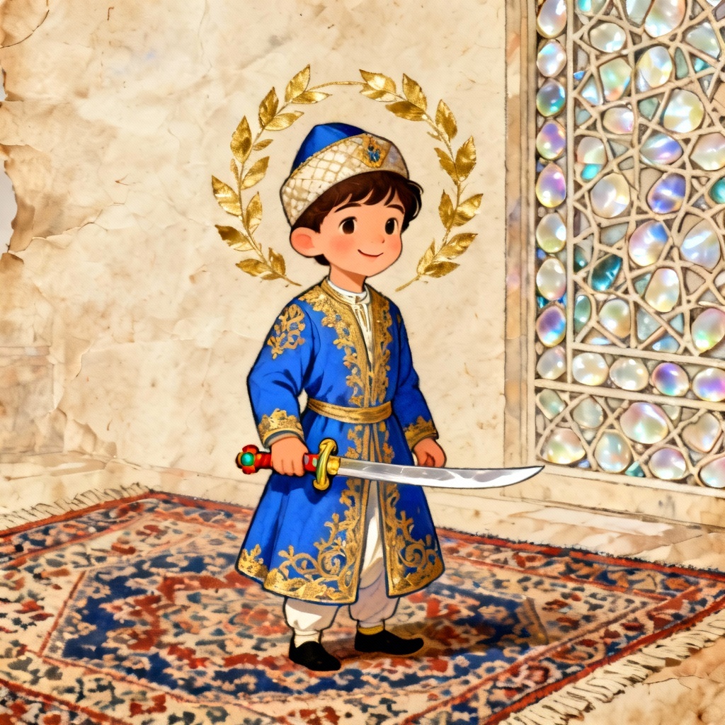 AI Child Prince Ottoman Miniature Portrait