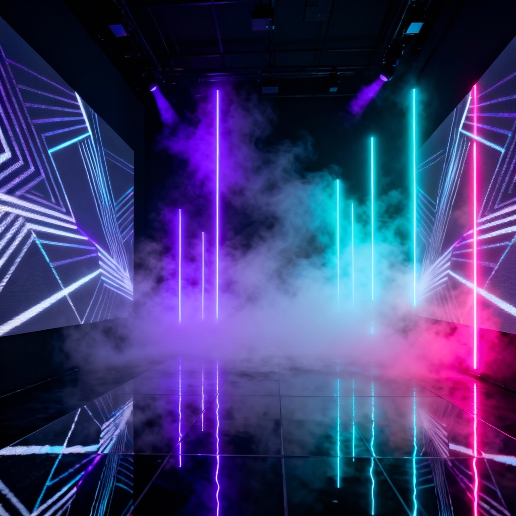 AI immersive new media art installation with projections