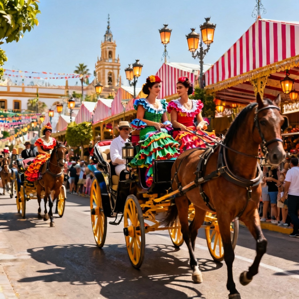 AI Feria de Abril carriage parade in Seville