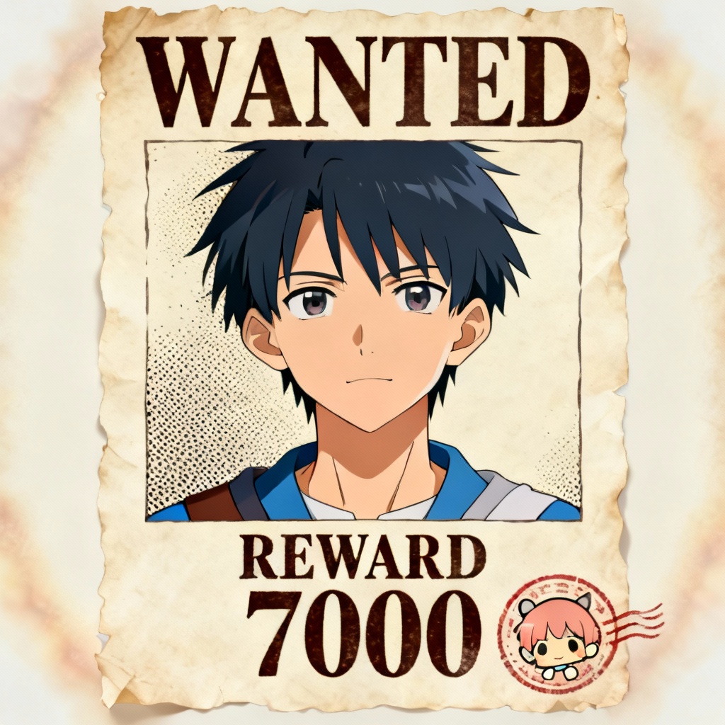 AI anime wanted poster