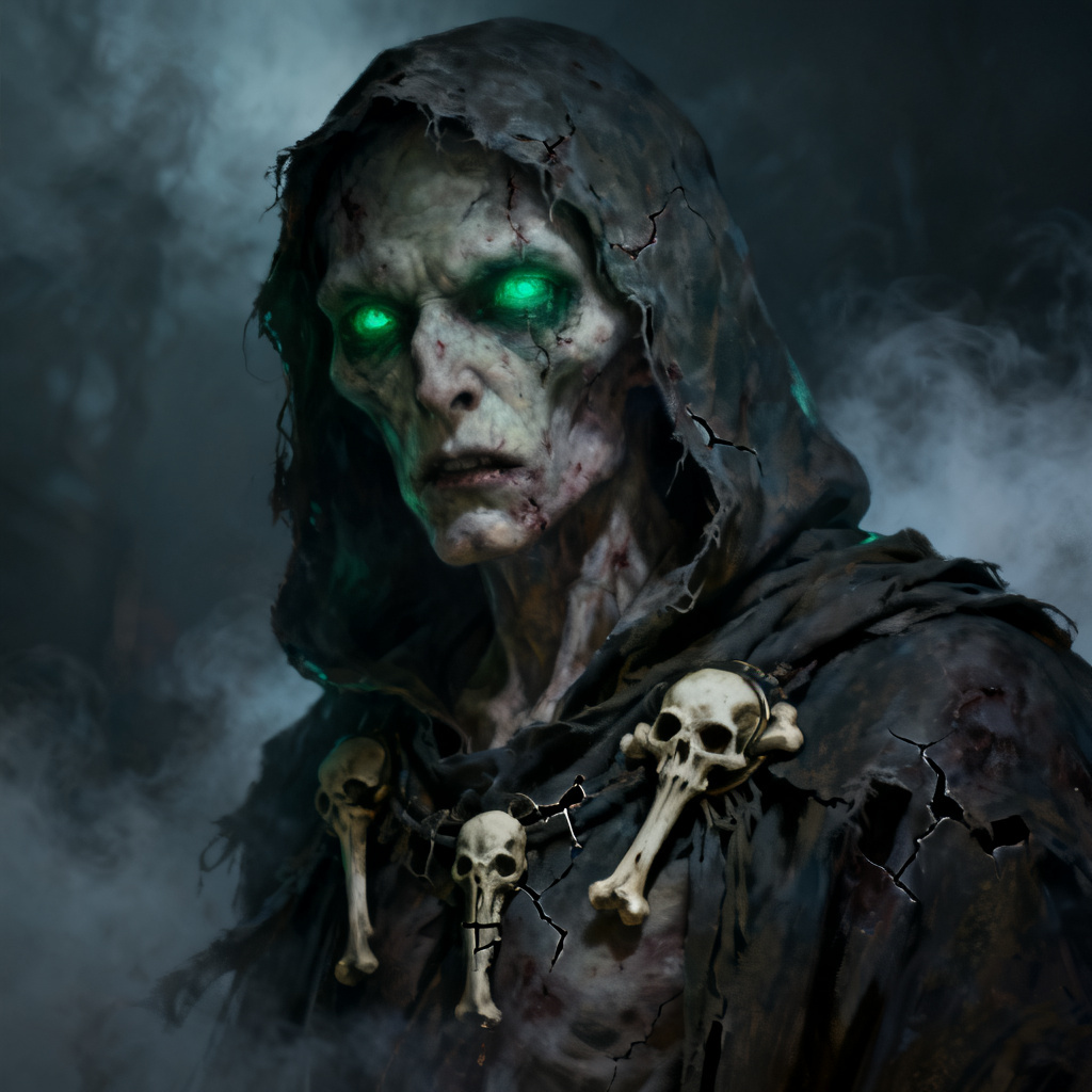 Forsaken OC maker dark fantasy undead portrait with tattered hood