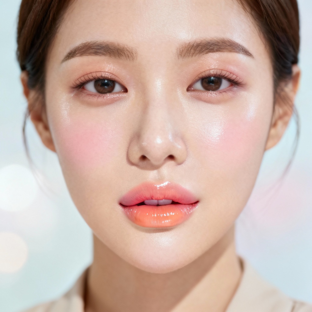 AI gorgeous k-beauty dewy editorial portrait