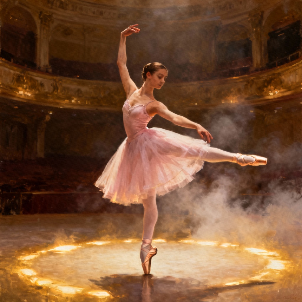 AI ballet dancing girl in arabesque pose