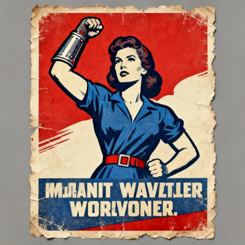 AI vintage Wonder Women poster with retro textures