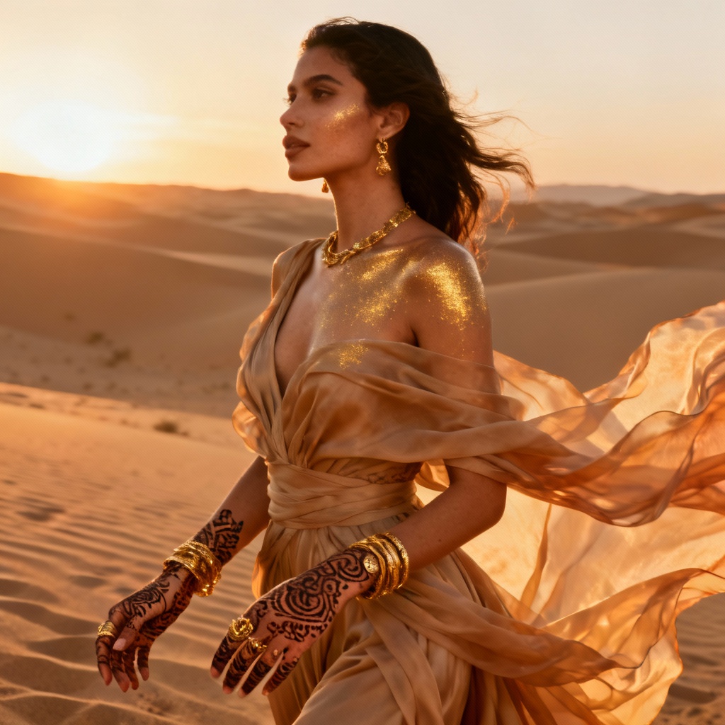 AI Desert Henna Cultural Beauty Portrait