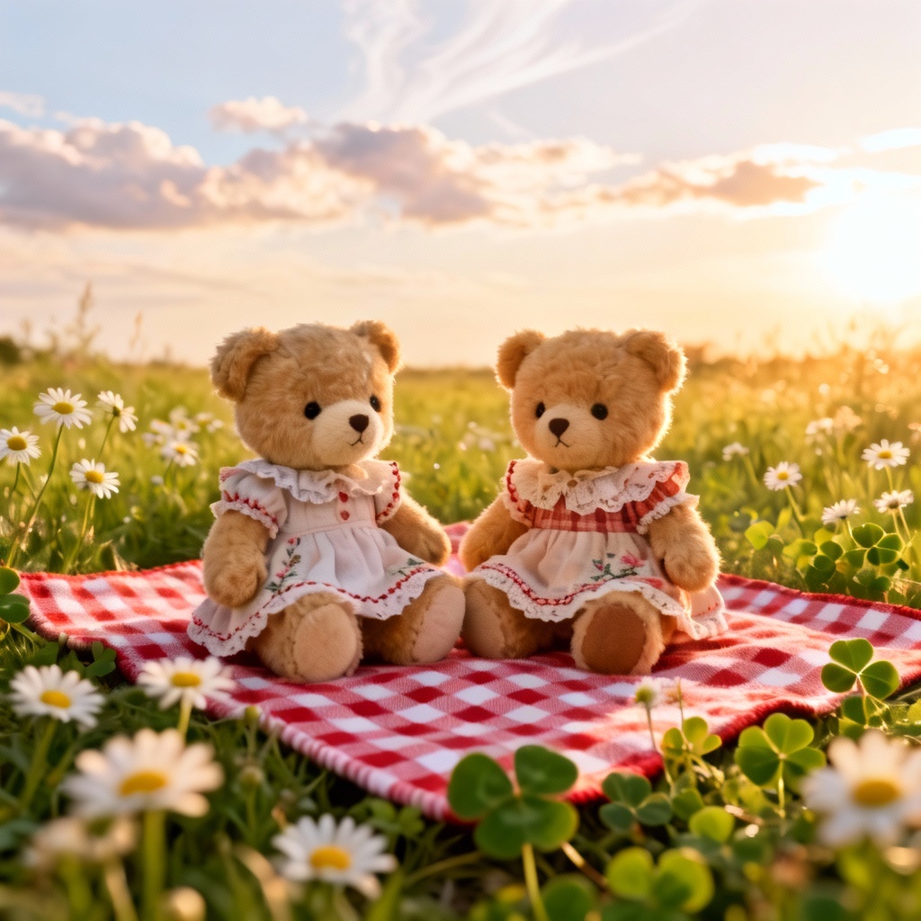 AI cottagecore teddy bears picnic wallpaper