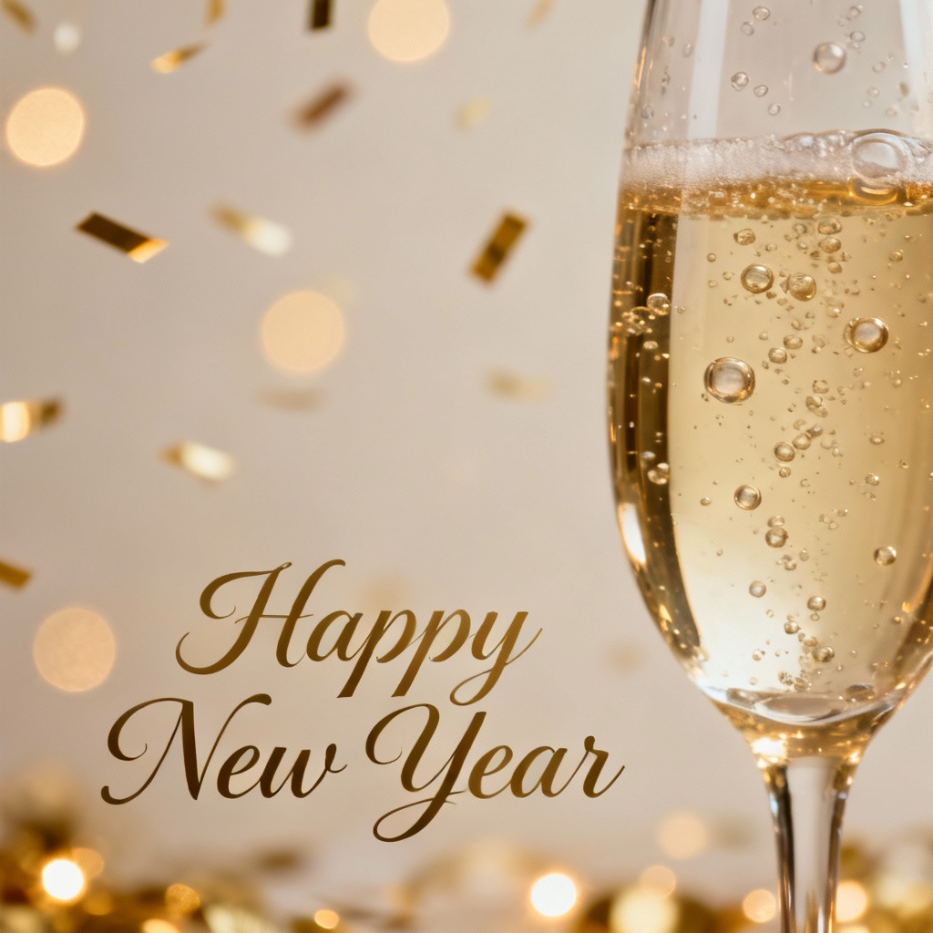 Elegant champagne bokeh happy new year background
