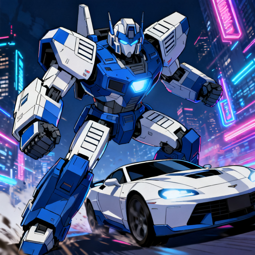 AI Transformers OC hero image of a neon cyber knight robot