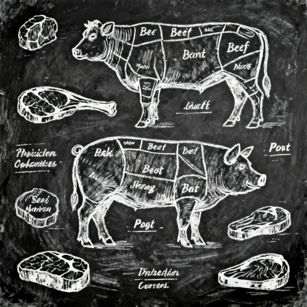 AI vintage meat cut diagram illustration