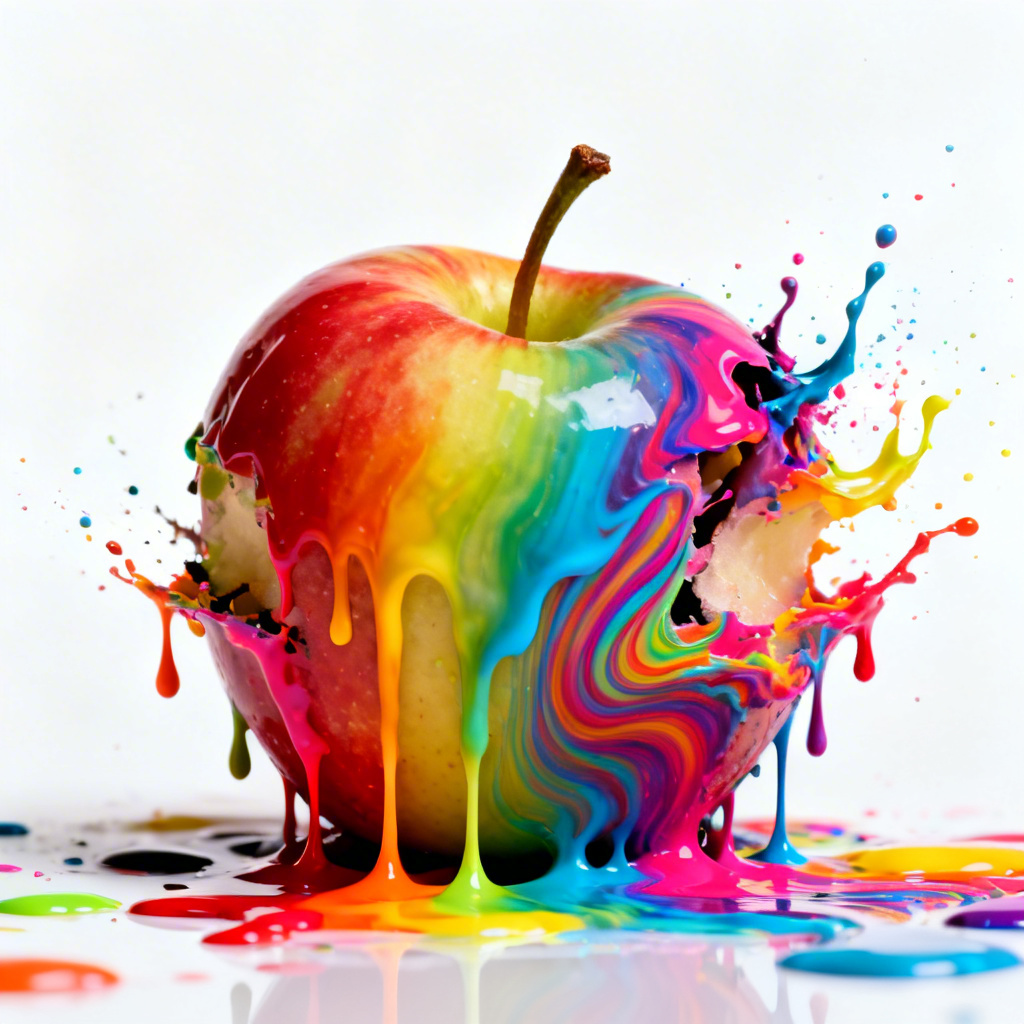 AI Psychedelic Dripping Paint Apple