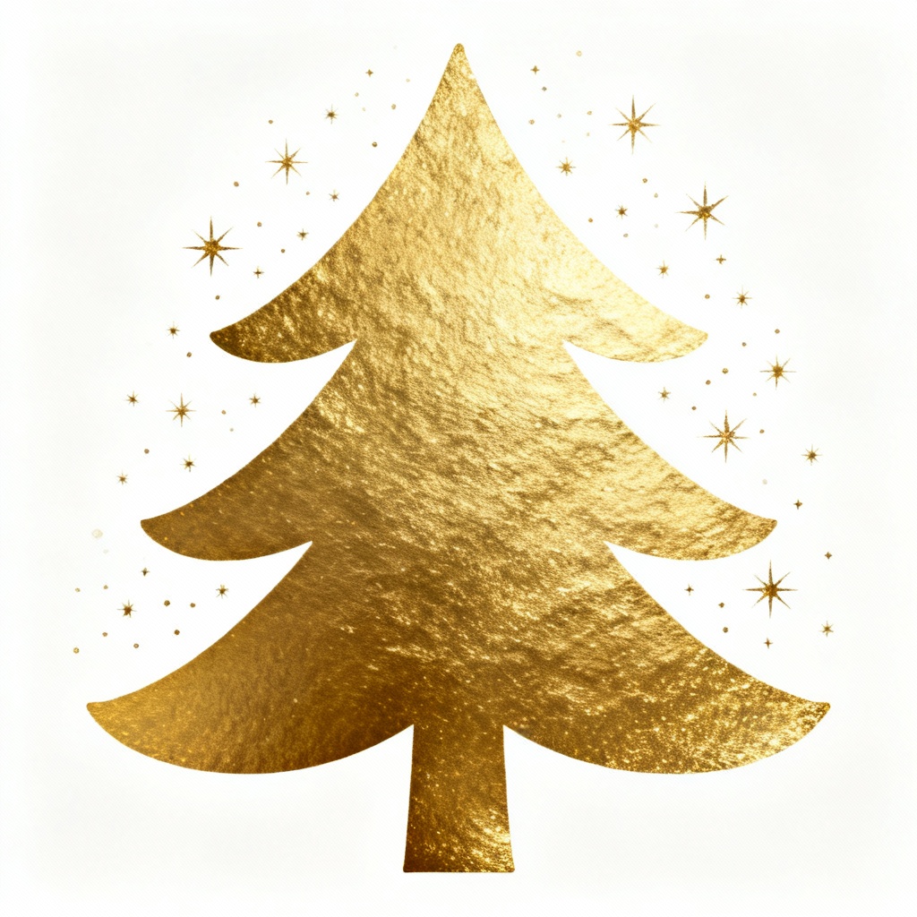 Gold foil luxury Christmas tree clipart