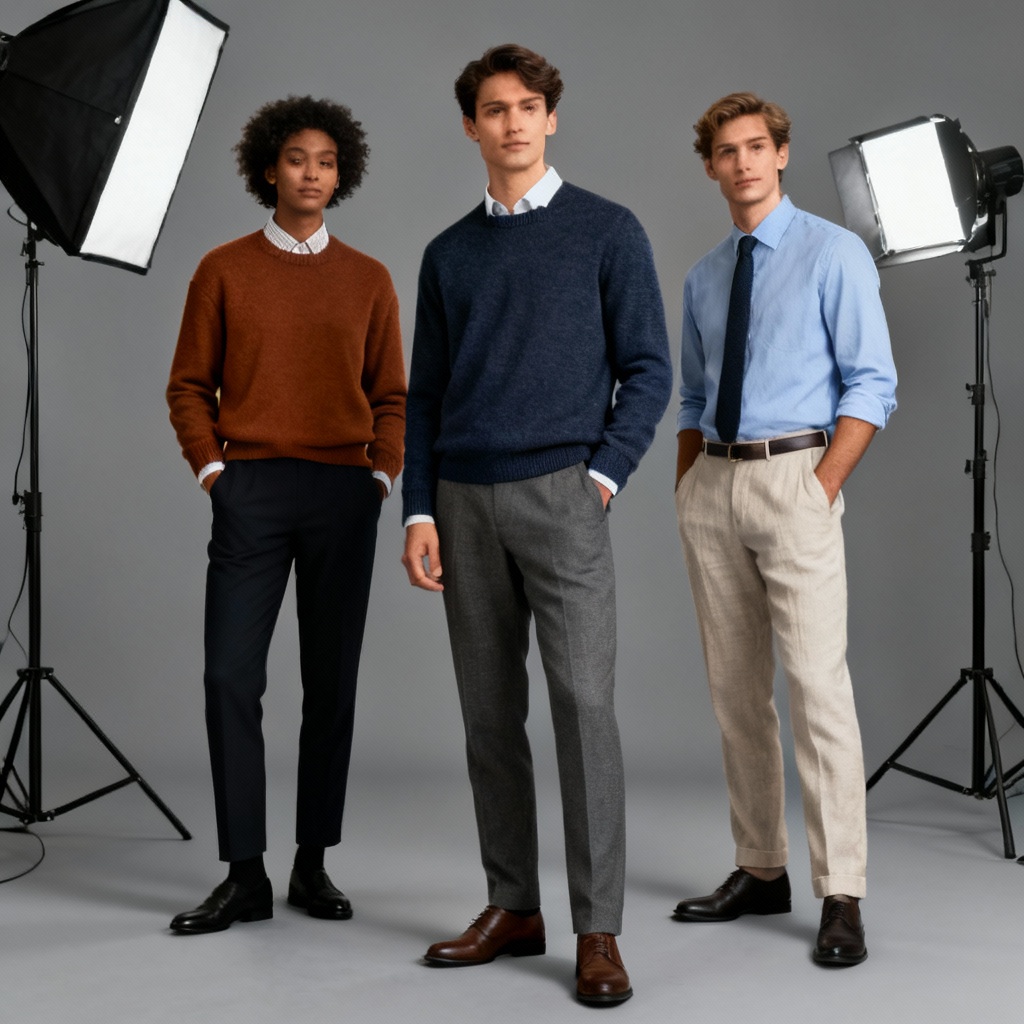 AI office clothing generator hero lookbook of business outfits
