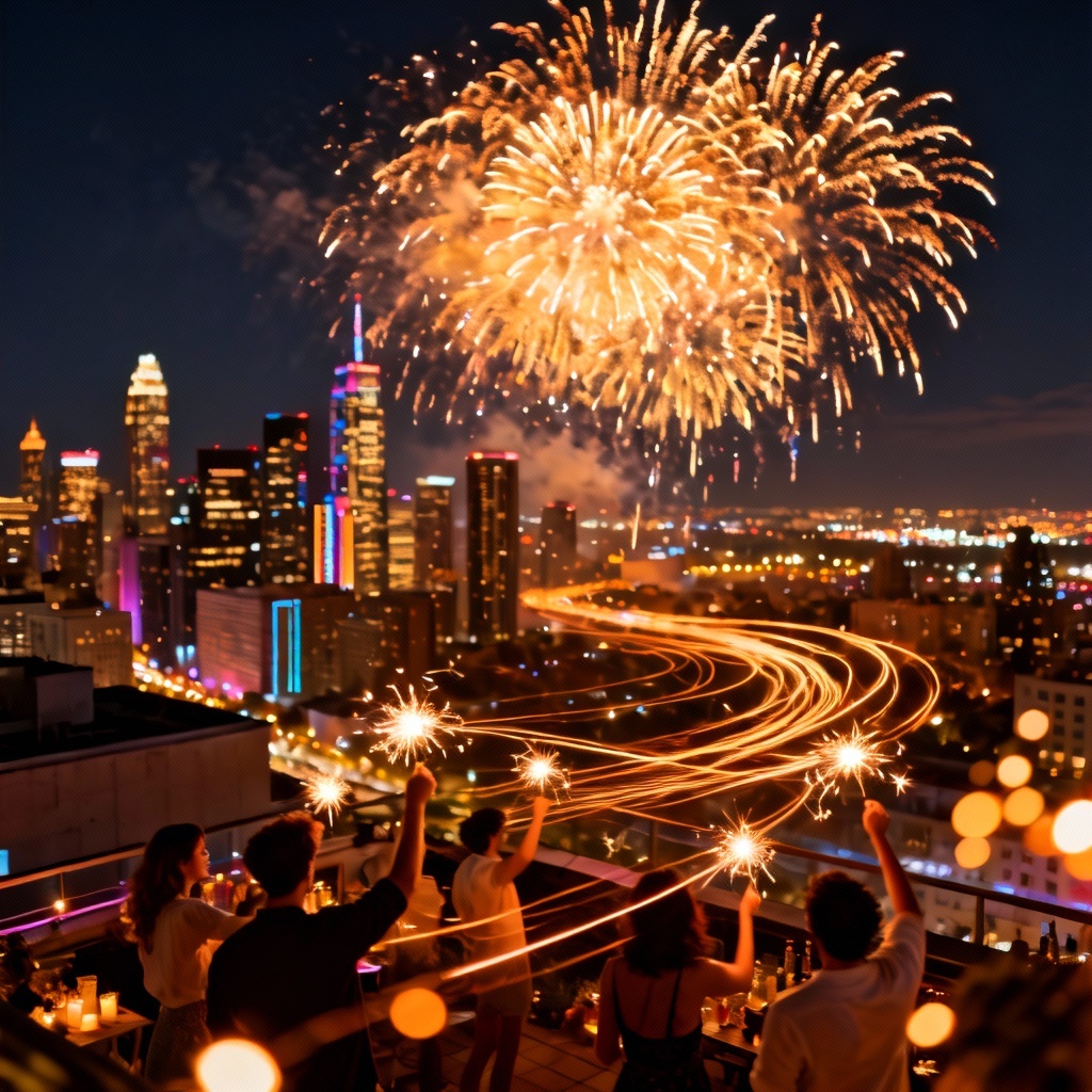 AI Fireworks City Celebration