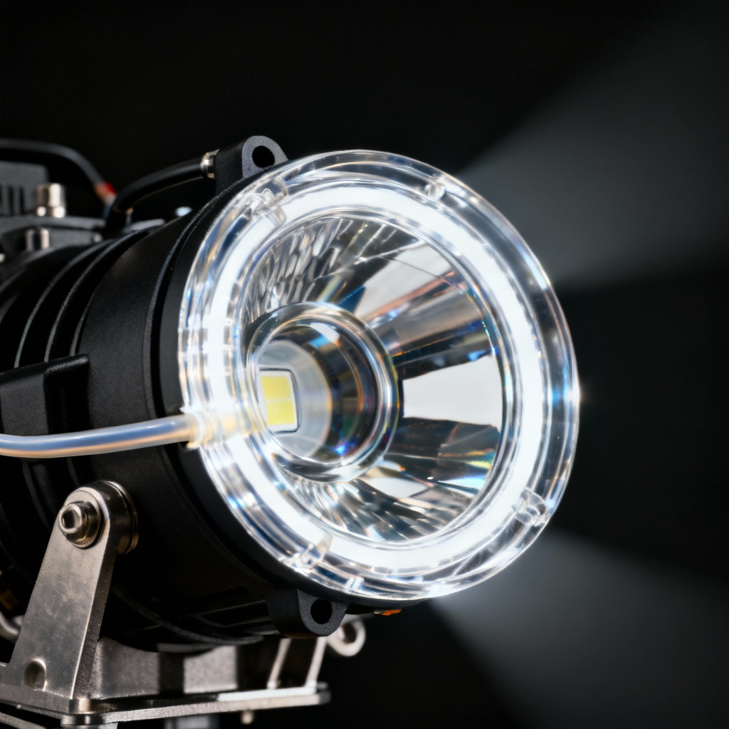 AI macro render of an LED headlight assembly