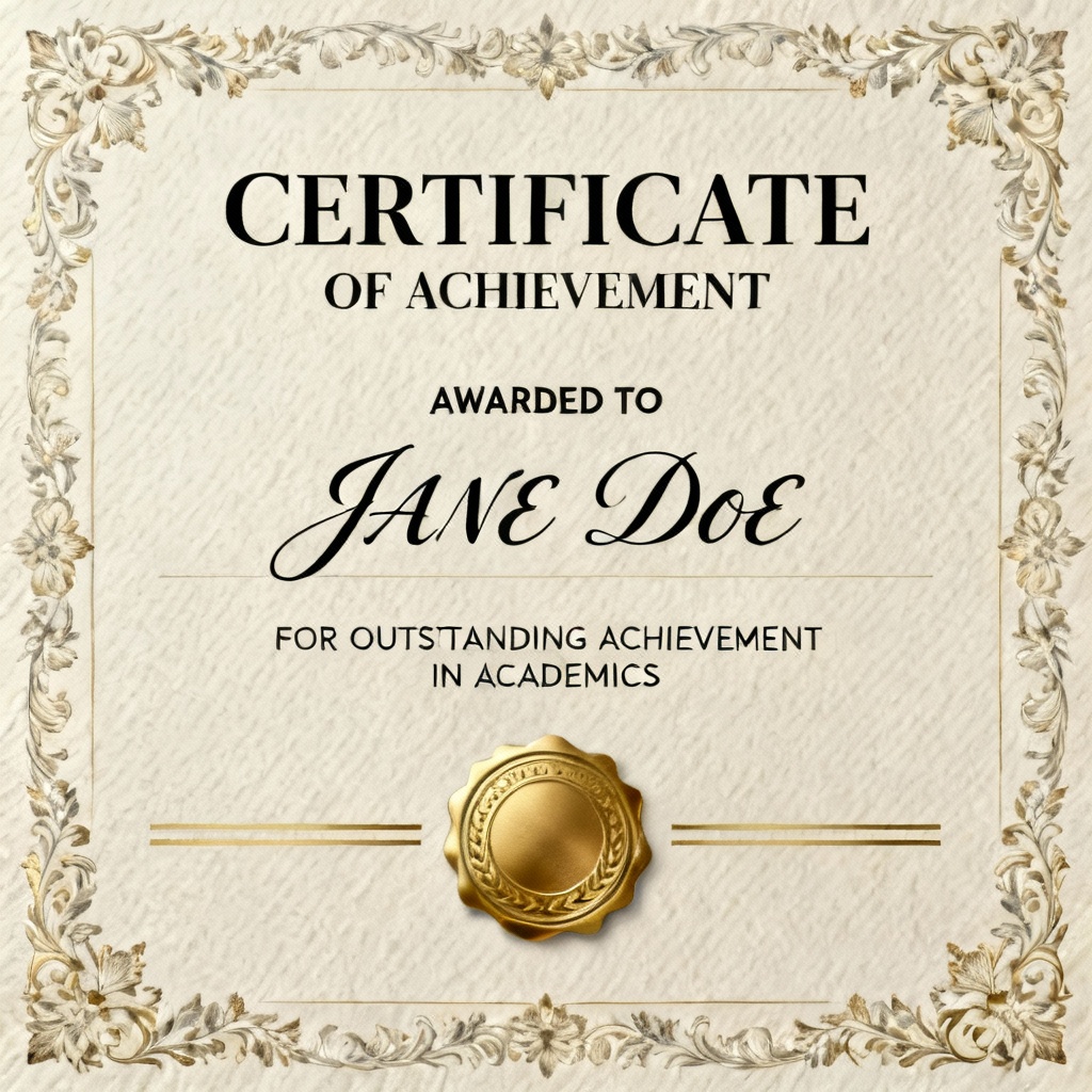 AI certificate template with border