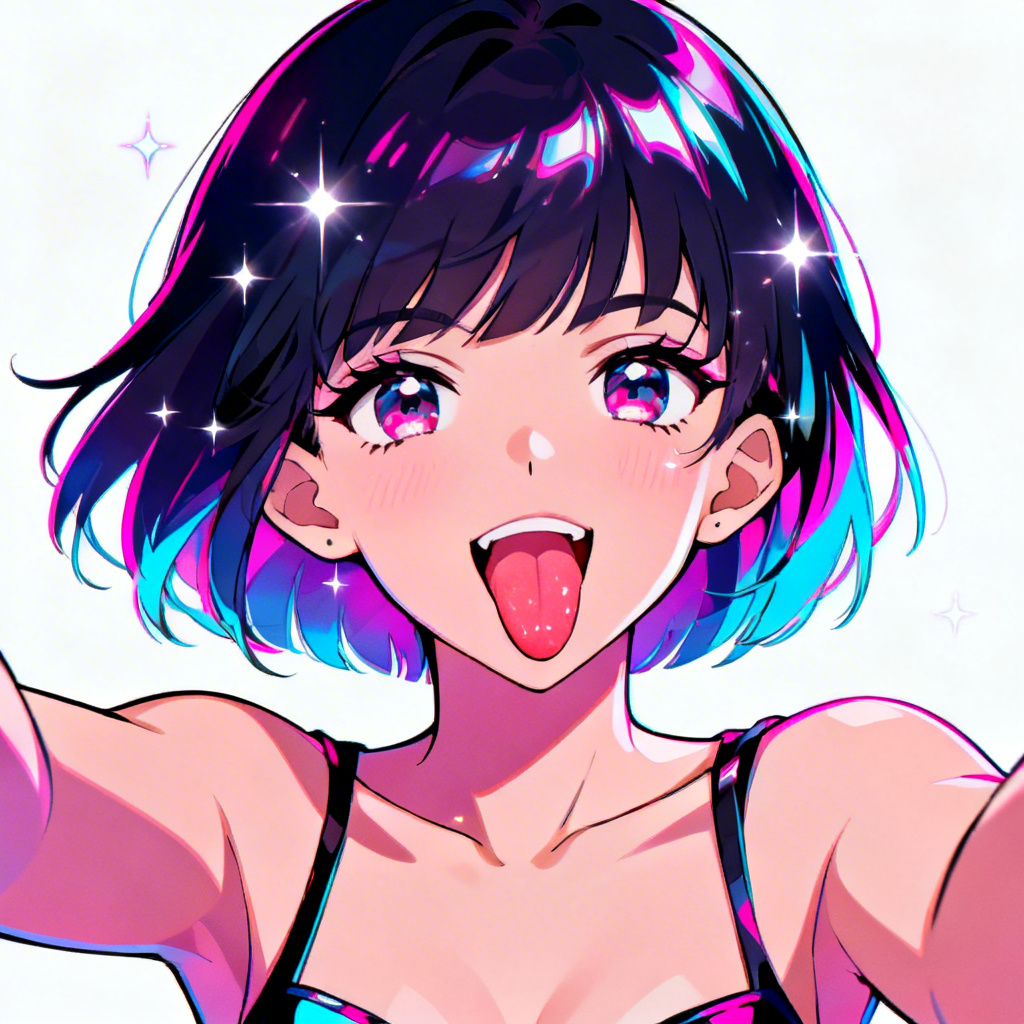 AI pastel tongue-out anime face