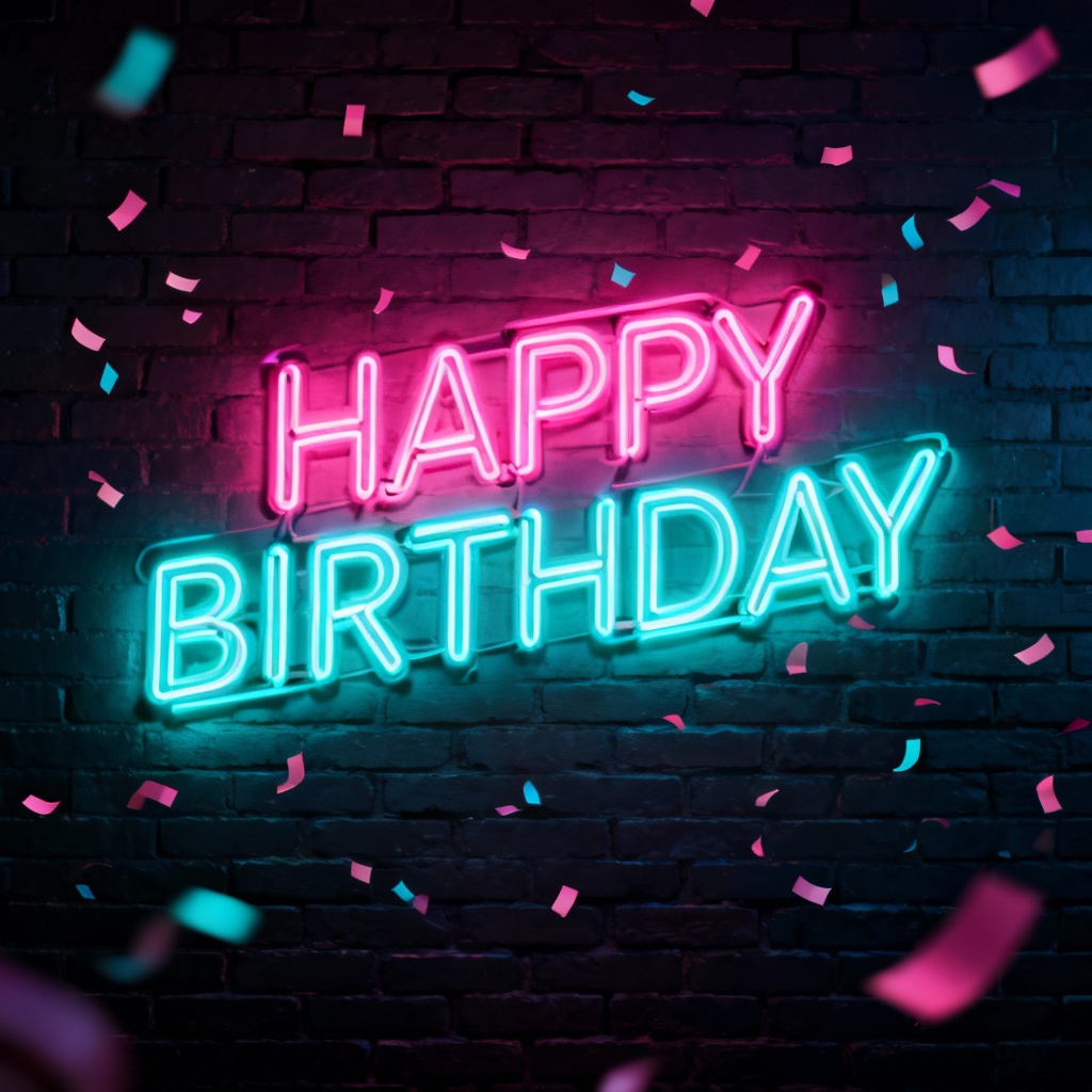 Neon glow birthday wishes poster