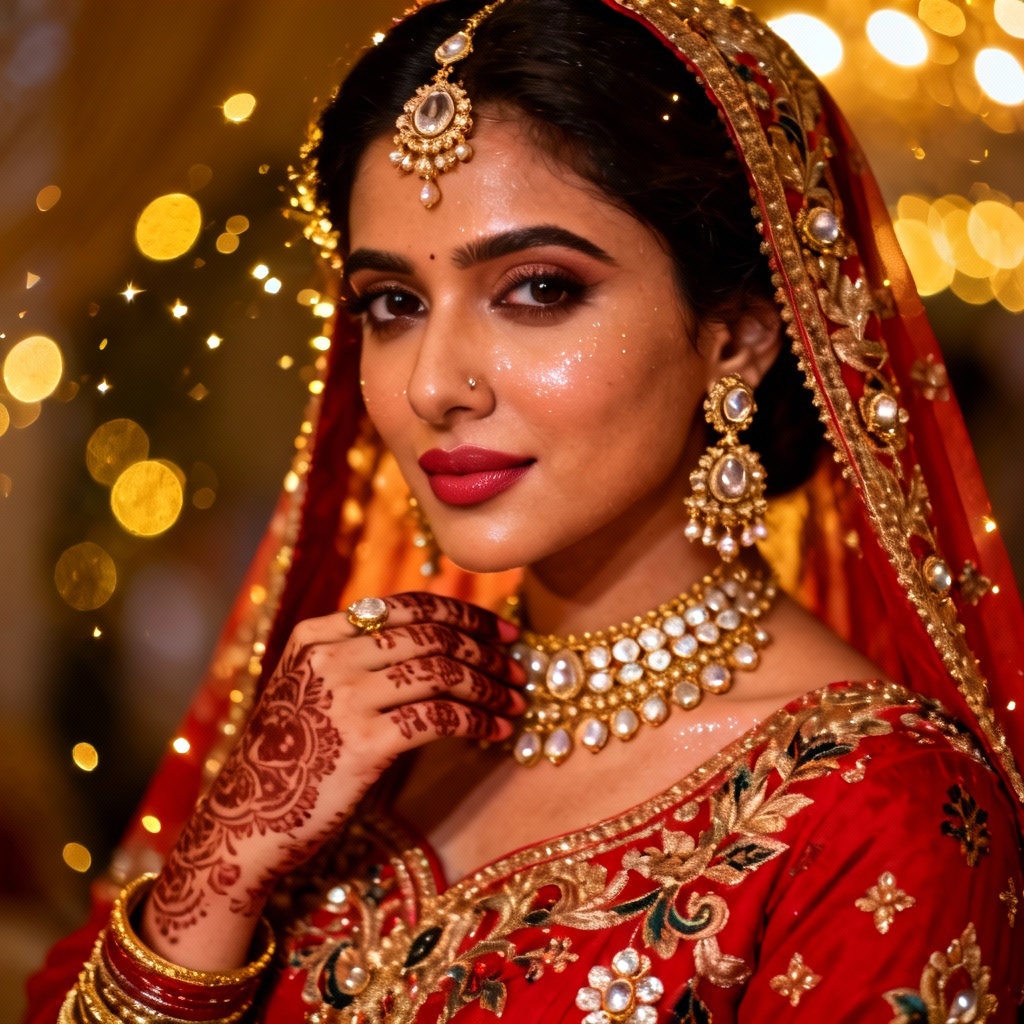 AI Indian bridal portrait with lehenga and jewelry