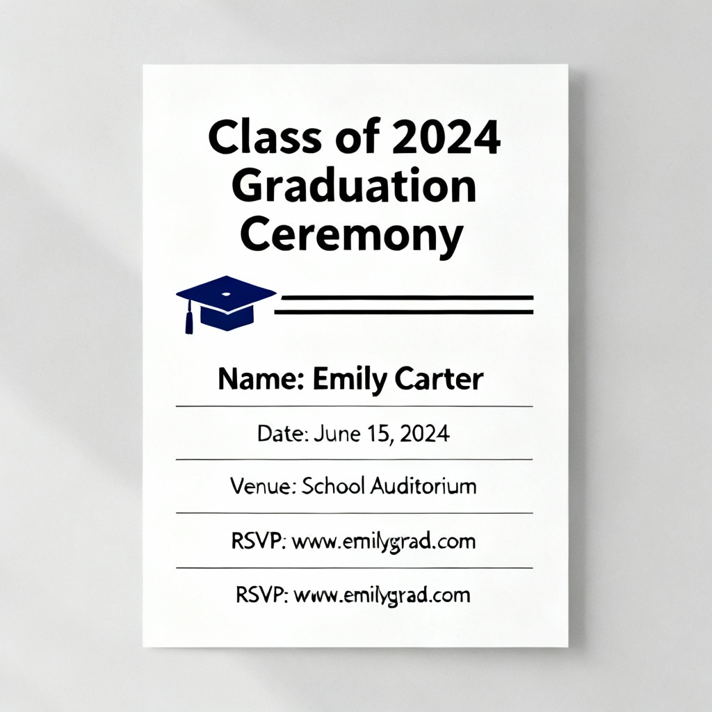 AI Minimalist Graduation Invitation Card