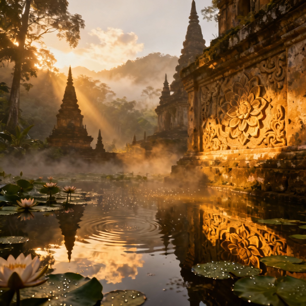 AI Angkor Wat sunrise Southeast Asia scene