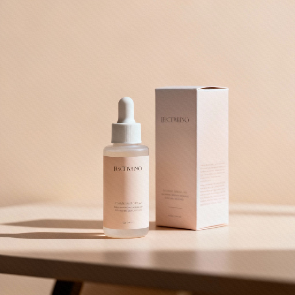 AI product packaging mockup on minimal studio desk