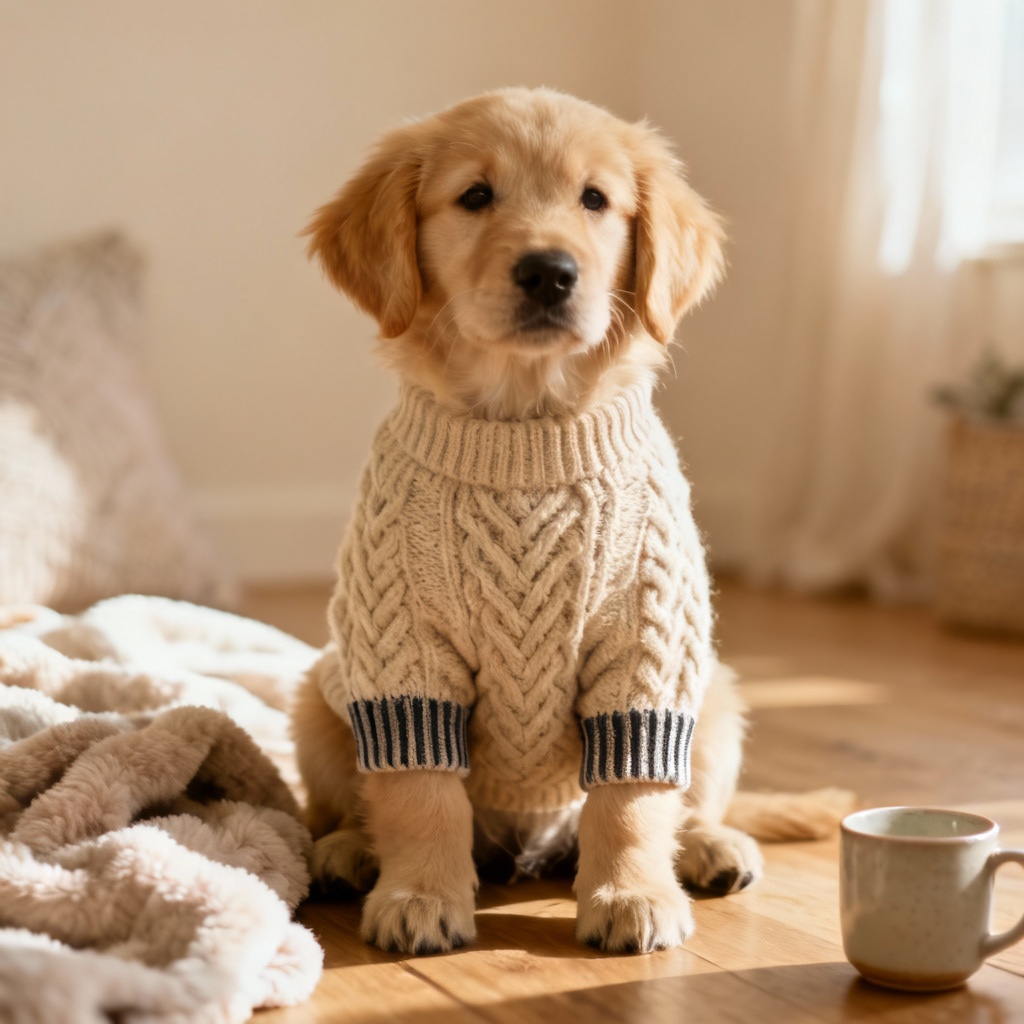 AI Puppy Cozy Sweater Trend aesthetic