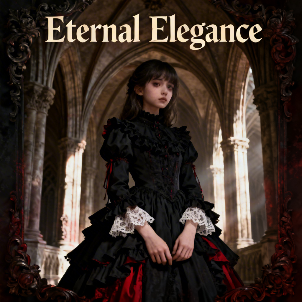 Gothic Lolita poster girl in a ruffled dress