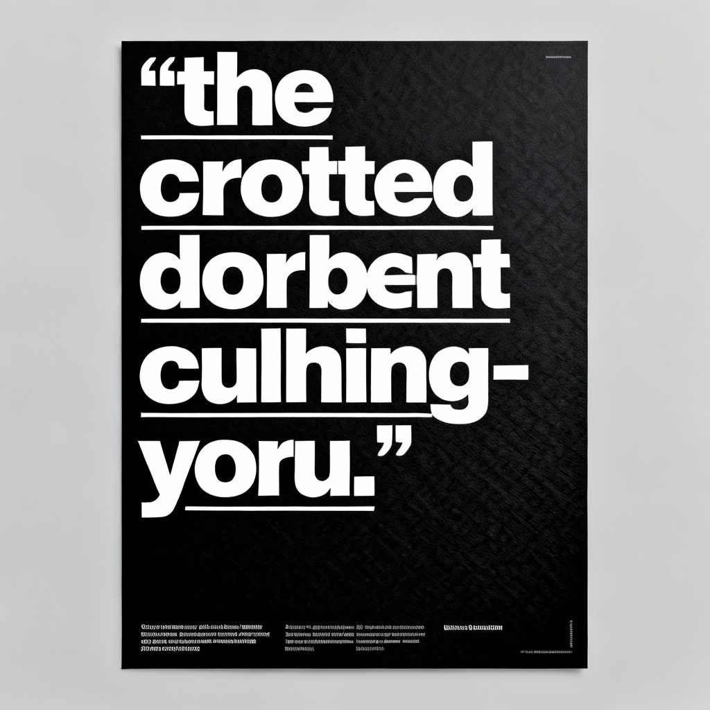 AI minimalist motivational poster with bold white typography on black