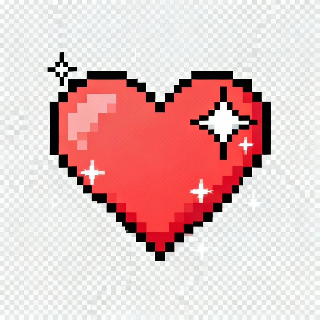 AI Pixel Art Retro Heart Emoji