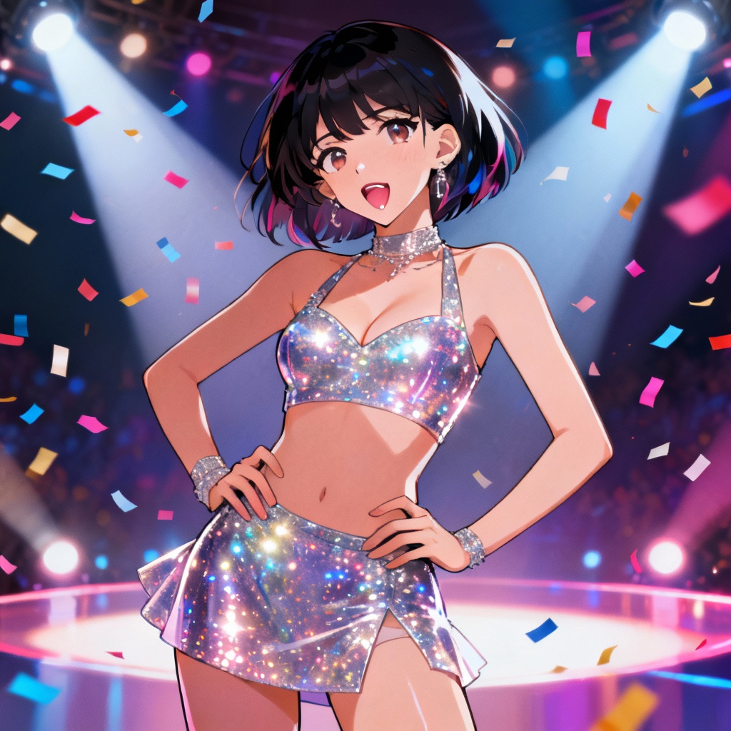 AI sexy anime idol with stage lights