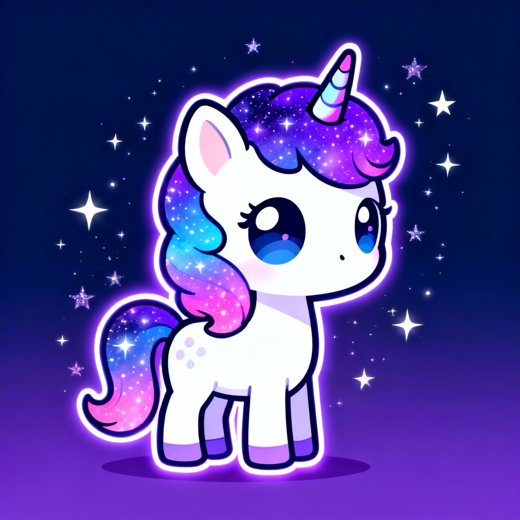Galaxy unicorn chibi horse avatar with stars