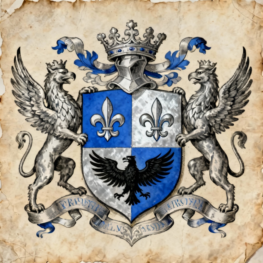 AI Quartered Arms with Eagle and Fleur-de-lis