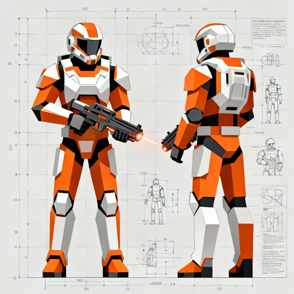 AI low poly sci fi soldier T pose