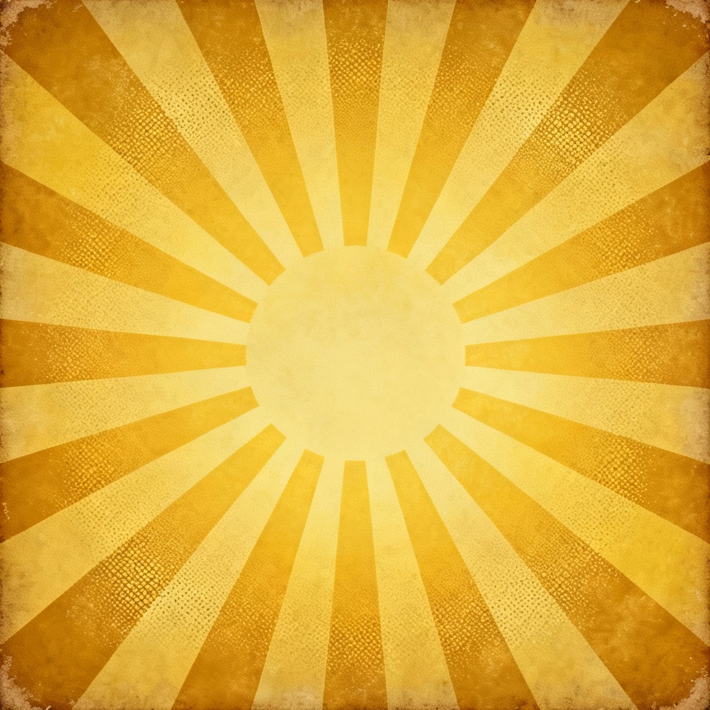 Retro sunburst rays in golden yellow tones